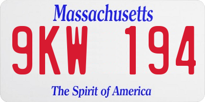 MA license plate 9KW194