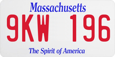 MA license plate 9KW196