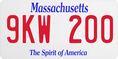 MA license plate 9KW200