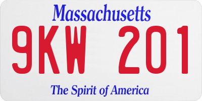 MA license plate 9KW201