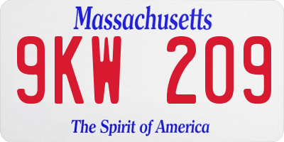 MA license plate 9KW209