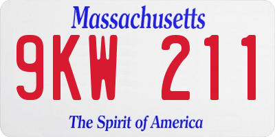 MA license plate 9KW211