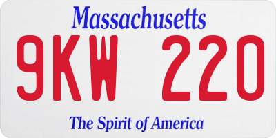 MA license plate 9KW220