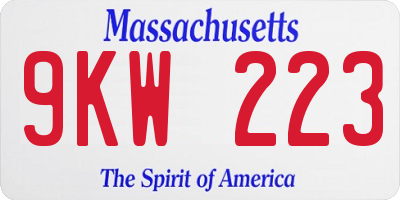 MA license plate 9KW223
