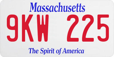 MA license plate 9KW225