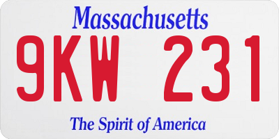 MA license plate 9KW231