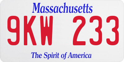 MA license plate 9KW233