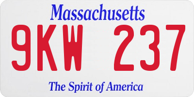 MA license plate 9KW237