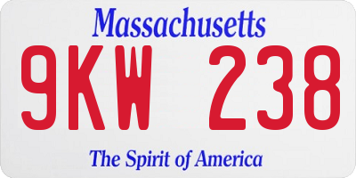 MA license plate 9KW238