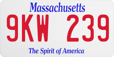 MA license plate 9KW239