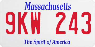 MA license plate 9KW243