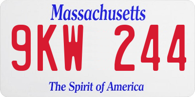 MA license plate 9KW244