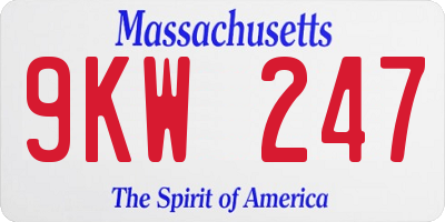 MA license plate 9KW247