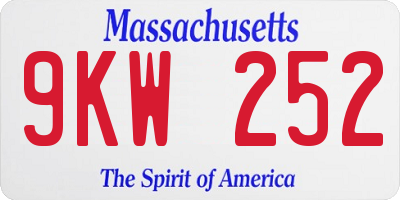 MA license plate 9KW252