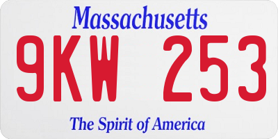 MA license plate 9KW253