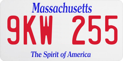 MA license plate 9KW255