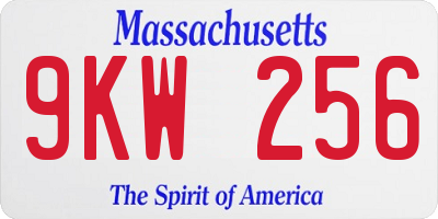 MA license plate 9KW256