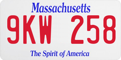 MA license plate 9KW258