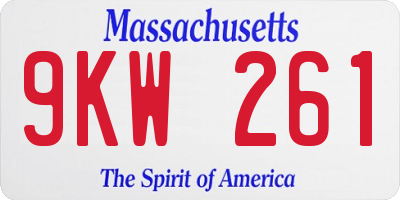 MA license plate 9KW261