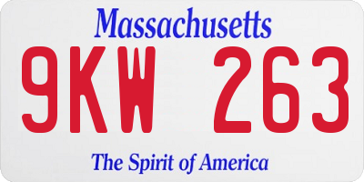 MA license plate 9KW263