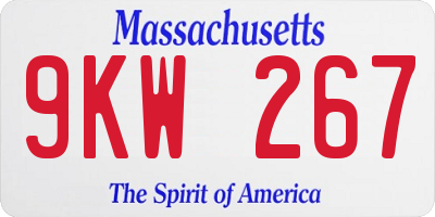 MA license plate 9KW267