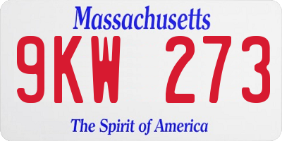 MA license plate 9KW273