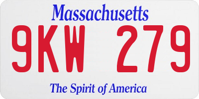 MA license plate 9KW279