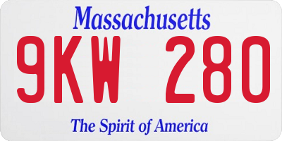 MA license plate 9KW280