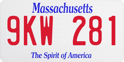 MA license plate 9KW281