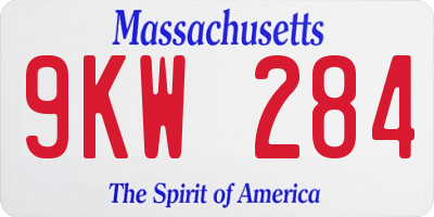 MA license plate 9KW284