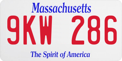 MA license plate 9KW286