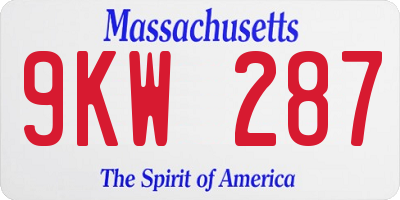 MA license plate 9KW287