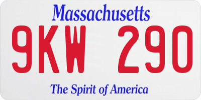 MA license plate 9KW290