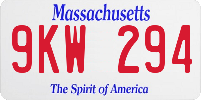 MA license plate 9KW294