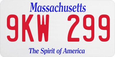 MA license plate 9KW299