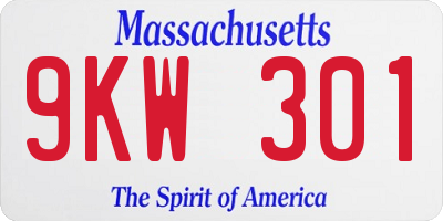 MA license plate 9KW301