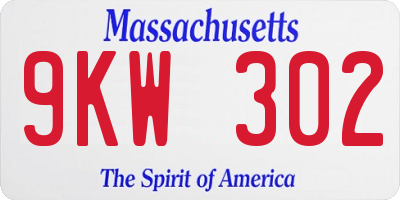 MA license plate 9KW302