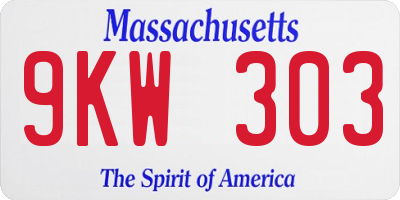 MA license plate 9KW303