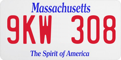 MA license plate 9KW308