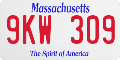 MA license plate 9KW309