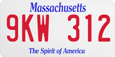 MA license plate 9KW312
