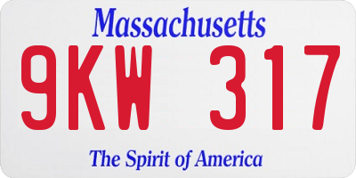 MA license plate 9KW317