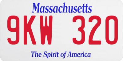 MA license plate 9KW320