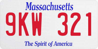 MA license plate 9KW321