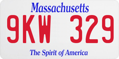 MA license plate 9KW329