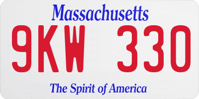MA license plate 9KW330
