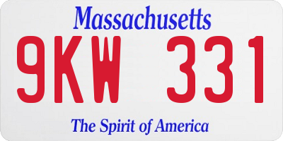 MA license plate 9KW331