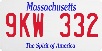 MA license plate 9KW332