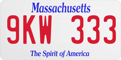 MA license plate 9KW333