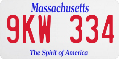 MA license plate 9KW334